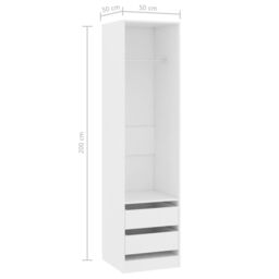 Berkfield Home Wardrobe with Drawers White 50x50x200 cm Engineered Wood - Size: 50 x 50 x 200 cm - thumbnail 6