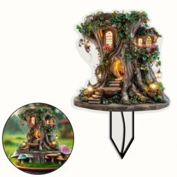 Leaper Acrylic Fairy Tree House Floor Insertion Garden Decoration in Green - thumbnail 2
