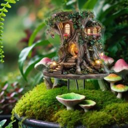 Leaper Acrylic Fairy Tree House Floor Insertion Garden Decoration in Green - thumbnail 3