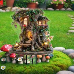 Leaper Acrylic Fairy Tree House Floor Insertion Garden Decoration in Green