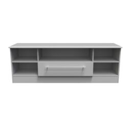 Ready Assembled 2 U Carlton Wide 1 Drawer TV & Media Unit (Ready Assembled) in Grey - Size: Large - thumbnail 2