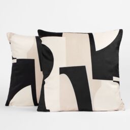OHS 2 x Abstract Print Matte Velvet Cushion Covers in Black - Size: 45 cm x 45 cm - thumbnail 2