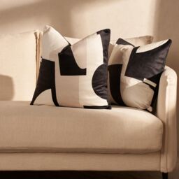 OHS 2 x Abstract Print Matte Velvet Cushion Covers in Black - Size: 45 cm x 45 cm