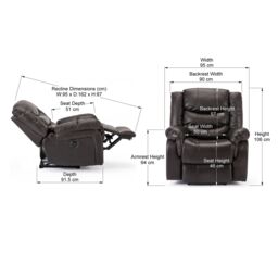 More4Homes Seattle Electric Automatic Recliner Home Lounge Bonded Leather Chair in Brown - thumbnail 7