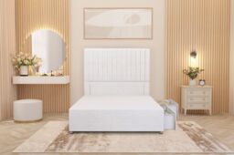 "Somnior Eleanor Plush 2 Drawer Divan Bed Set with Pillowtop & 54"" Headboard in White - Size: Small Single" - thumbnail 3