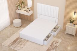 "Somnior Eleanor Plush 2 Drawer Divan Bed Set with Pillowtop & 54"" Headboard in White - Size: Small Single" - thumbnail 5