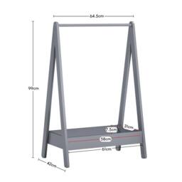 Kelvenix Grey Portable Coloured Pine Clothes Rail Rack - thumbnail 2