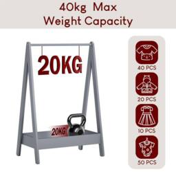 Kelvenix Grey Portable Coloured Pine Clothes Rail Rack - thumbnail 4