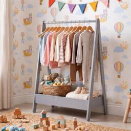 Kelvenix Grey Portable Coloured Pine Clothes Rail Rack - thumbnail 3