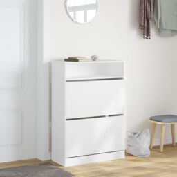 Berkfield Home Shoe Cabinet with 2 Flip-Drawers White 80x34x116 cm - Size: 80 x 34 x 116 cm - thumbnail 3