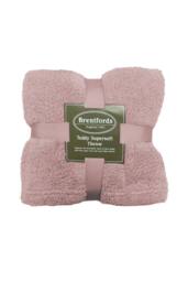 OHS Large Teddy Fleece Throw Blanket in Light Pink - Size: 200 cm x 240 cm
