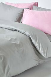 Homescapes Egyptian Cotton Duvet Cover with Pillowcase, 200 TC in Silver - Size: King - thumbnail 5