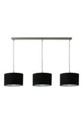 ValueLights Reni Metallic Drum Shade 3 Drop Bar Chrome Diner Ceiling Pendant Light in Black - thumbnail 6