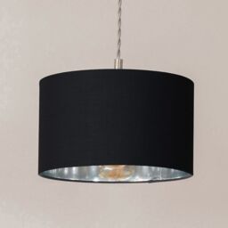 ValueLights Reni Metallic Drum Shade 3 Drop Bar Chrome Diner Ceiling Pendant Light in Black - thumbnail 4