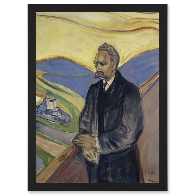 Artery8 Edvard Munch Friederich Nietzsche Painting A4 Artwork Framed Wall Art Print in Black - image 1