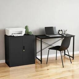 VOGREX Metal Storage Cabinet Locking with 2 Adjustable Shelves in Black - thumbnail 6