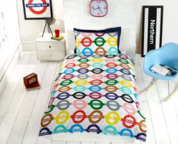 Rapport Home London Underground Polycotton Duvet Cover Set With Pillowcase in White - Size: Double - thumbnail 2