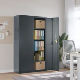 Berkfield Home File Cabinet Anthracite 105x40x180 cm Steel in Black - Size: 105 x 40 x 180 cm - thumbnail 1