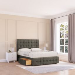 "Sloomy Berlin Divan Bed Base 4 Drawers 12"" Footboard & 54"" Floor Standing Headboard in Light Grey - Size: King" - thumbnail 1