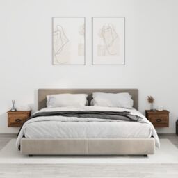 Berkfield Home Wall-mounted Bedside Cabinets 2 pcs Brown Oak 41.5x36x28cm - Size: 41.5x36x28 cm - thumbnail 1