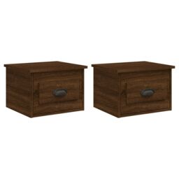 Berkfield Home Wall-mounted Bedside Cabinets 2 pcs Brown Oak 41.5x36x28cm - Size: 41.5x36x28 cm - thumbnail 2