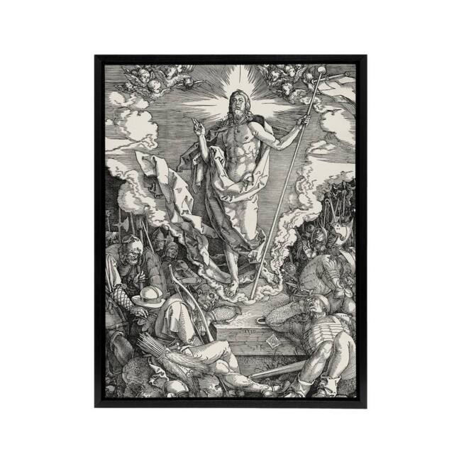 "Artery8 Great Passion The Resurrection Durer Framed Canvas Wall Art Print in Grey - Size: W12"" x H16""" - image 1