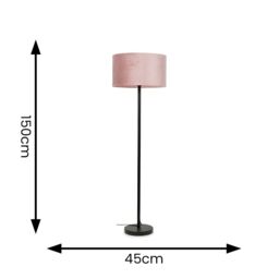 ValueLights Charlie Black Stem Floor Lamp Light with Velvet Lamp Shade in Dusty Pink - Size: 18 inches - thumbnail 5
