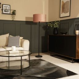 ValueLights Charlie Black Stem Floor Lamp Light with Velvet Lamp Shade in Dusty Pink - Size: 18 inches - thumbnail 3