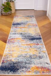 Kukoon Runner Rug Multicolour Distressed Abstract Long Hallway Rugs - Size: 60 cm x 240 cm - thumbnail 1