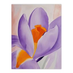 "Artery8 Crocus Flower Orange Lilac Abstract Watercolour Wall Art Print in Purple - Size: W18"" x H24""" - thumbnail 1