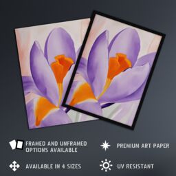 "Artery8 Crocus Flower Orange Lilac Abstract Watercolour Wall Art Print in Purple - Size: W18"" x H24""" - thumbnail 2