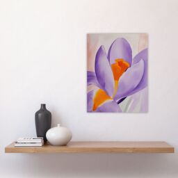 "Artery8 Crocus Flower Orange Lilac Abstract Watercolour Wall Art Print in Purple - Size: W18"" x H24""" - thumbnail 4