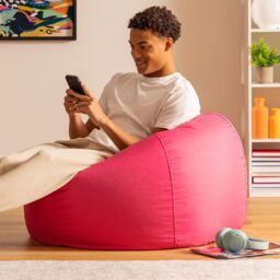 icon Classic Indoor Outdoor Bean Bag Yellow Bean Bag Chair in Pink - thumbnail 2