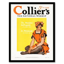 Artery8 Vintage Magazine Cover Suffragette Framed Wall Art Print Penfield in Yellow - Size: A4 - thumbnail 1