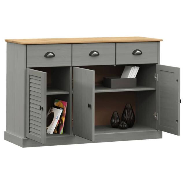 Berkfield Home Sideboard with Drawers VIGO 113x40x75 cm Grey Solid Wood Pine - Size: 113 x 40 x 75 cm - image 1