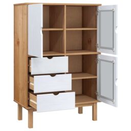 Berkfield Home Highboard OTTA Brown & White 85x43x125 cm Solid Wood Pine - Size: 85 x 43 x 125 cm - thumbnail 4