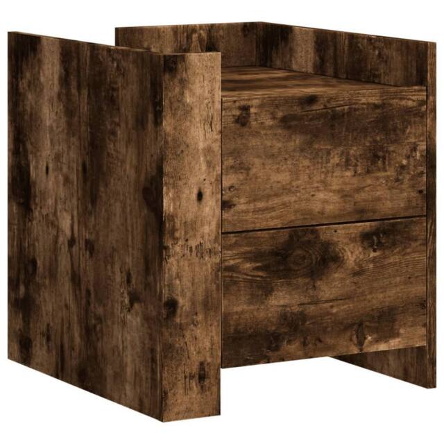 Berkfield Home Bedside Cabinet Smoked Oak 45x50x50 cm Engineered Wood in Brown - Size: 45 x 50 x 50 cm - image 1