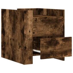 Berkfield Home Bedside Cabinet Smoked Oak 45x50x50 cm Engineered Wood in Brown - Size: 45 x 50 x 50 cm - thumbnail 7