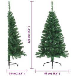Berkfield Home Beautiful Artificial Half Christmas Tree with Stand Green 120 cm PVC - thumbnail 8