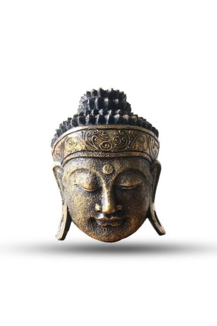 KDMD Gold Shine Buddha Head Statue - 25cm Handcrafted Indonesian Home Decor - image 1