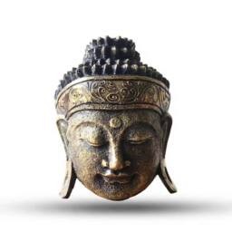 KDMD Gold Shine Buddha Head Statue - 25cm Handcrafted Indonesian Home Decor - thumbnail 4