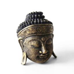 KDMD Gold Shine Buddha Head Statue - 25cm Handcrafted Indonesian Home Decor - thumbnail 3