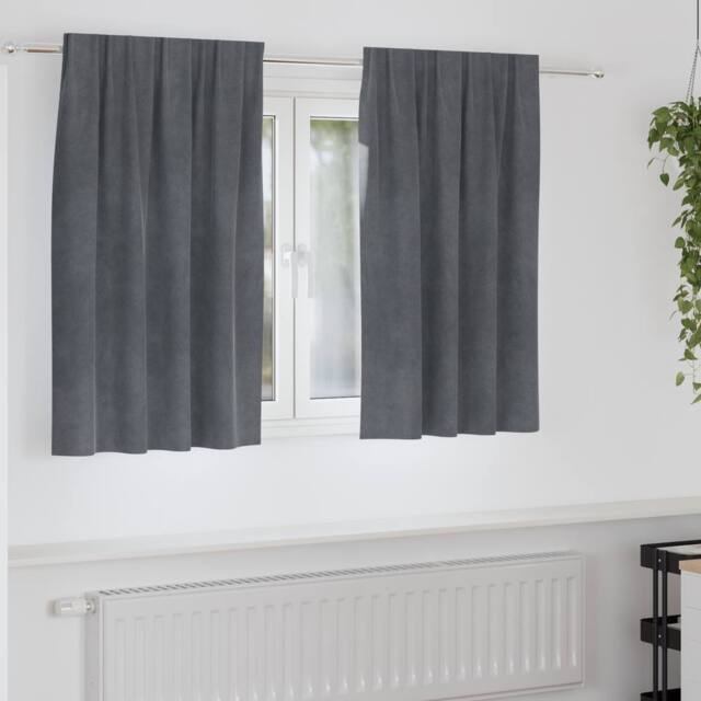 Berkfield Home Blackout Curtains with Top Tape 2 pcs Super Light Grey Velvet - image 1