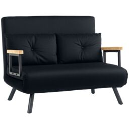 HOMCOM Click Clack 2 Seater Sofa Bed for Living Room, Guest Room in Black - thumbnail 2