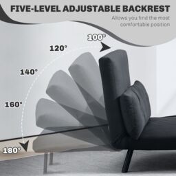 HOMCOM Click Clack 2 Seater Sofa Bed for Living Room, Guest Room in Black - thumbnail 6