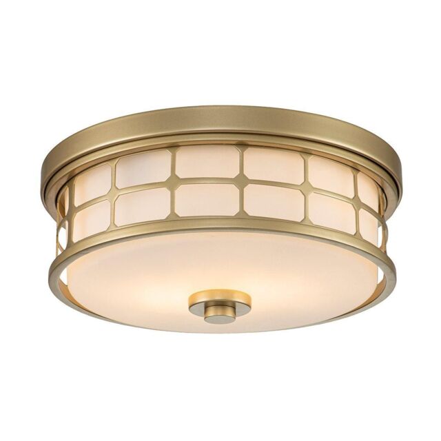 Netlighting Quoizel Guardian Cylindrical Ceiling Light Painted Natural Brass IP44 in Yellow - image 1