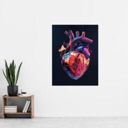 "Artery8 Shiny Anatomical Human Heart Colourful Modern Wall Art Print - Size: W24"" x H32""" - thumbnail 4