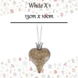 VFM e-Store Christmas Hanging Heart Decoration 13cm x 10cm White X 1 - Size: 13 cm x 10 cm - thumbnail 2