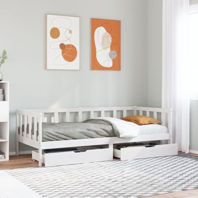 Berkfield Home Daybed with Drawers without Mattress White 90x200 cm Solid Wood - image 1