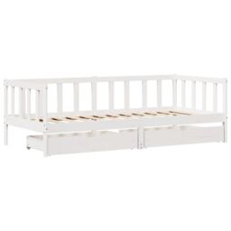 Berkfield Home Daybed with Drawers without Mattress White 90x200 cm Solid Wood - thumbnail 3